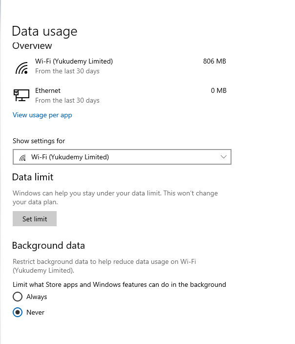 How to reduce WiFi data usage in Windows 10 PC using Metered connection, background  data usage and data limit